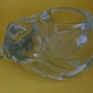 Sleeping Cat Clear Glass Votive Candle Holder (F55)
